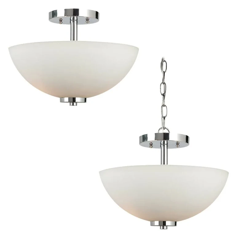 Chrome Two Light Semi-Flush Convertible Pendant from the Oslo Collection