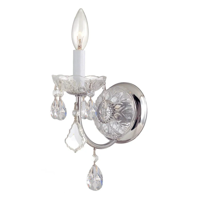 Imperial 14" Wall Sconce in Polished Chrome with Clear Hand Cut Crystals
