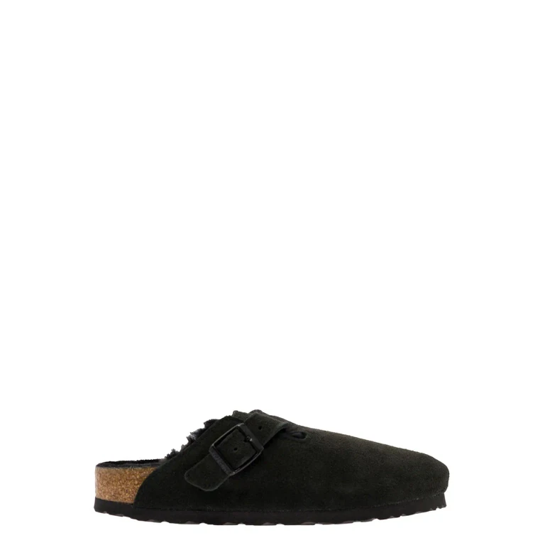 BIRKENSTOCK 'Boston' Shearling Suede Leather Slippers