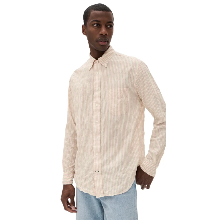 Japanese Awning Stripe Shirt Tan XL