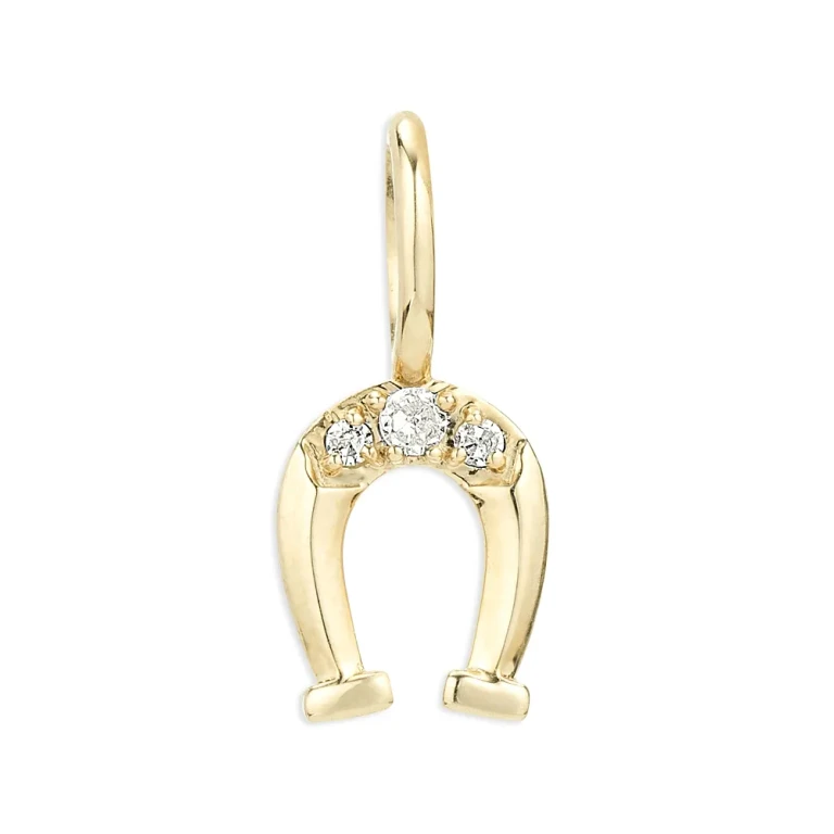 Adina Reyter 9K Yellow Gold Diamond Horseshoe Charm Pendant