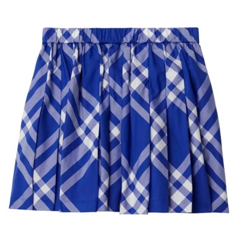 Burberry Kids Camila Check Pleated Cotton Skirt