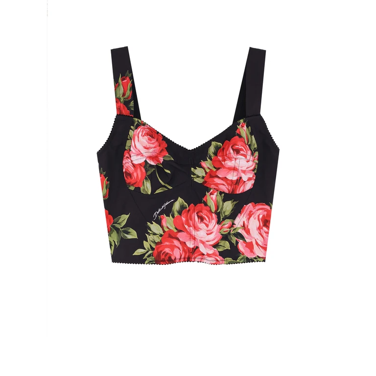 Dolce & Gabbana Top Rose F. do Nero %70 Co %05 Ea %25 Pa - Women
