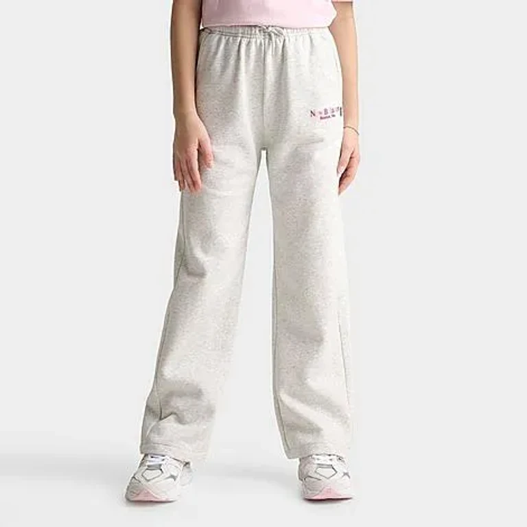 New Balance Girls' Big Kids Wide Leg Sweatpants in Ash Heather Size: Small