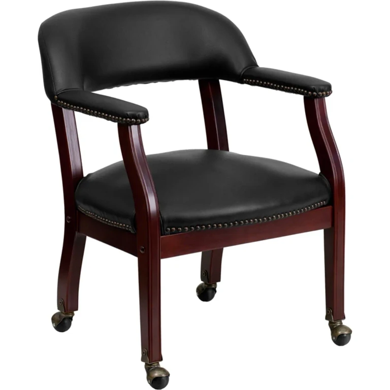 Black Vinyl Accent Chair with Casters