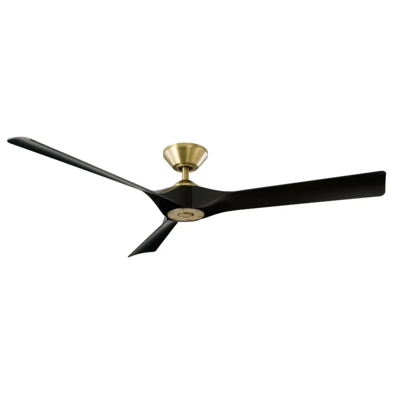 Soft Brass Matte Black 58"Ceiling Fan from the Torque Collection