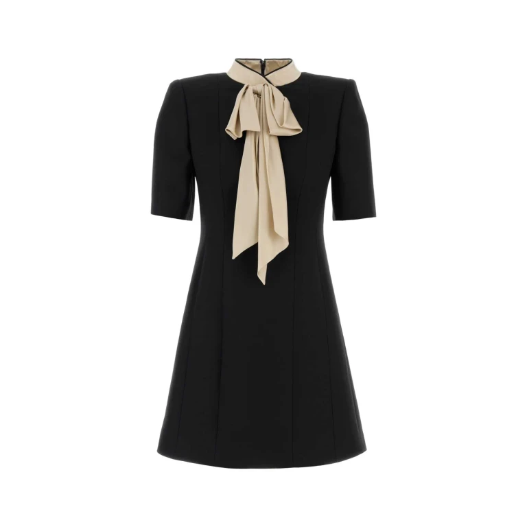 Valentino Garavani Short Crepe Couture Dress With Bow