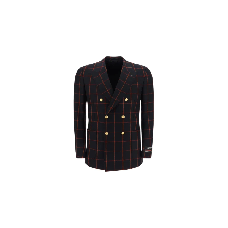 Blazer à carreaux en laine Gucci