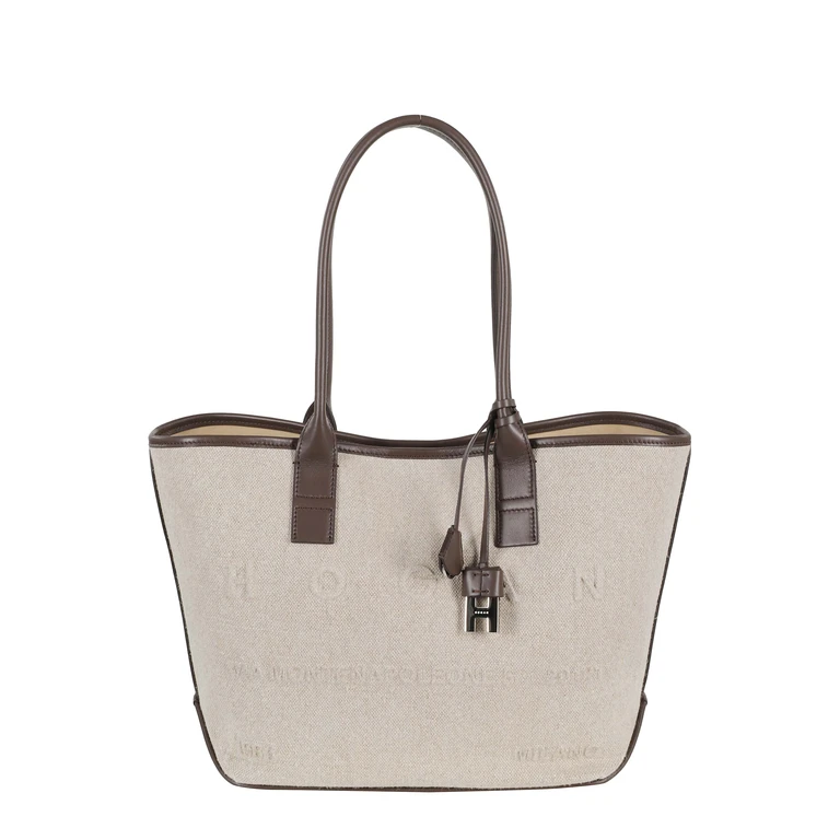 Hogan Address Shopping Piccola Nude & Neutrals Lino Inserti: Pelle Borsa - Women