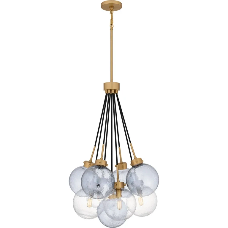 Brushed Weathered Brass Four Light Pendant from the Quoizel Pendant Collection