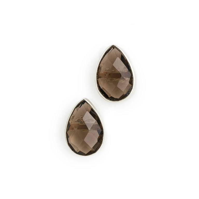 SHASHI Benington Smokey Quartz Studs Silver/Smokey Quartz One Size