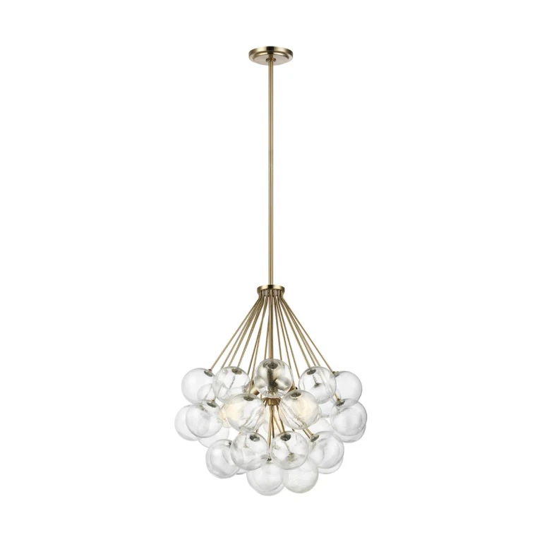 Satin Brass Three Light Pendant from the Bronzeville Collection