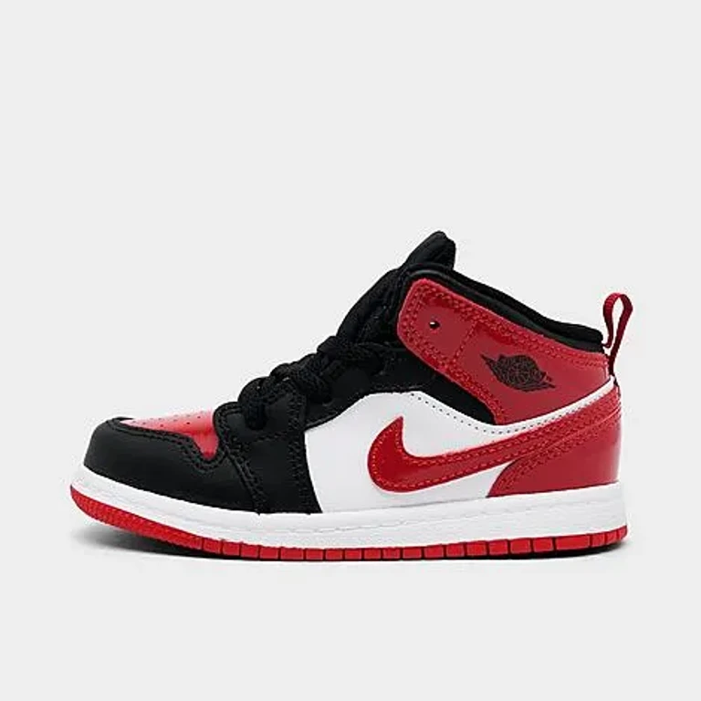 Jordan Kids Toddler Air Retro 1 Mid SE Casual Shoes in Black/Varsity Red/White Size: 4.0