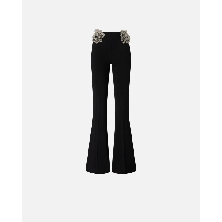 Pinko - Pantalone con rose ricamate e cristalli
