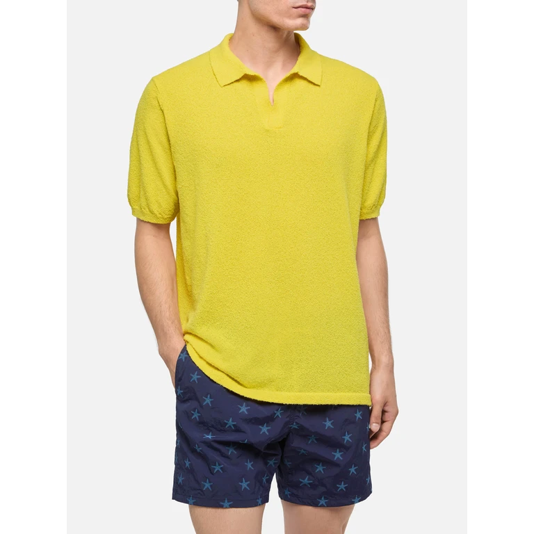Mc2 Saint Barth Sloan Yellow Buttonless Terry Polo Shirt Knitwear - Men