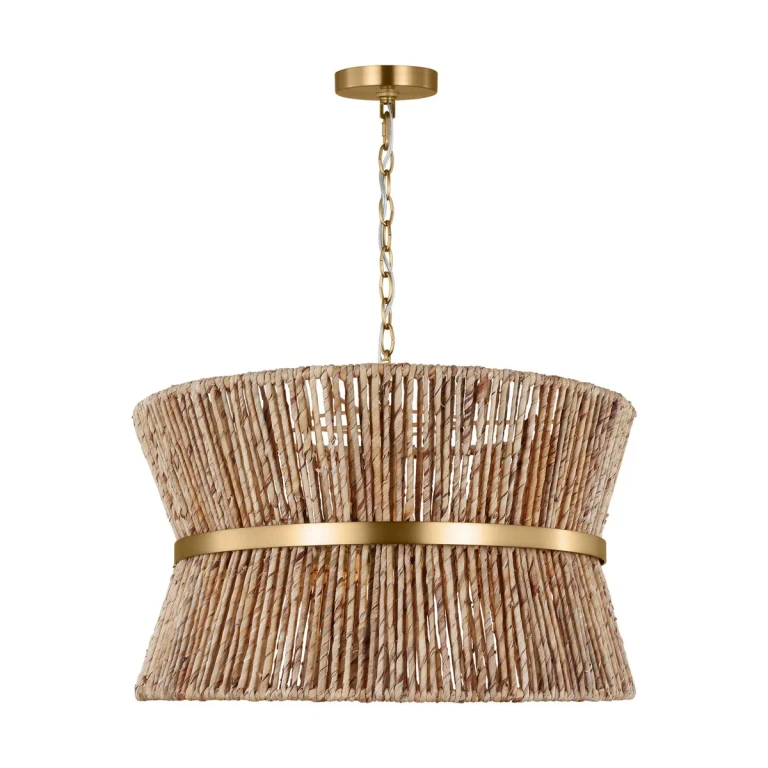 Satin Brass Three Light Pendant from the Thurlo Collection