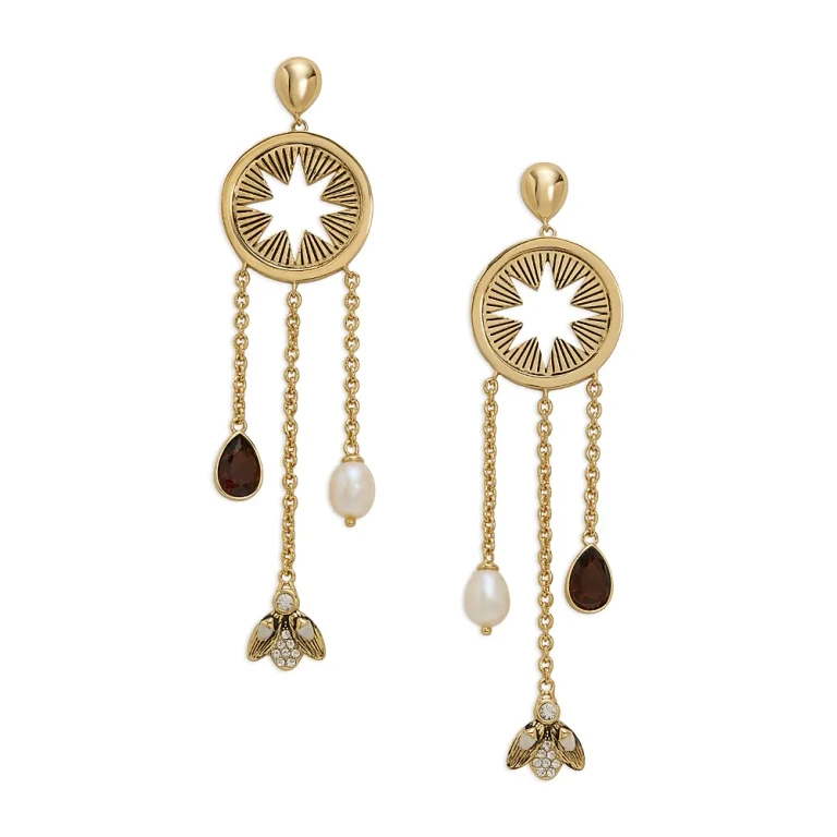 Ramy Brook Charm Jewelry Amandine Stone, Pave & Freshwater Pearl Drop Earrings