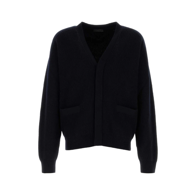 Prada Dark Blue Cashmere Cardigan Bleu Maglieria - Men