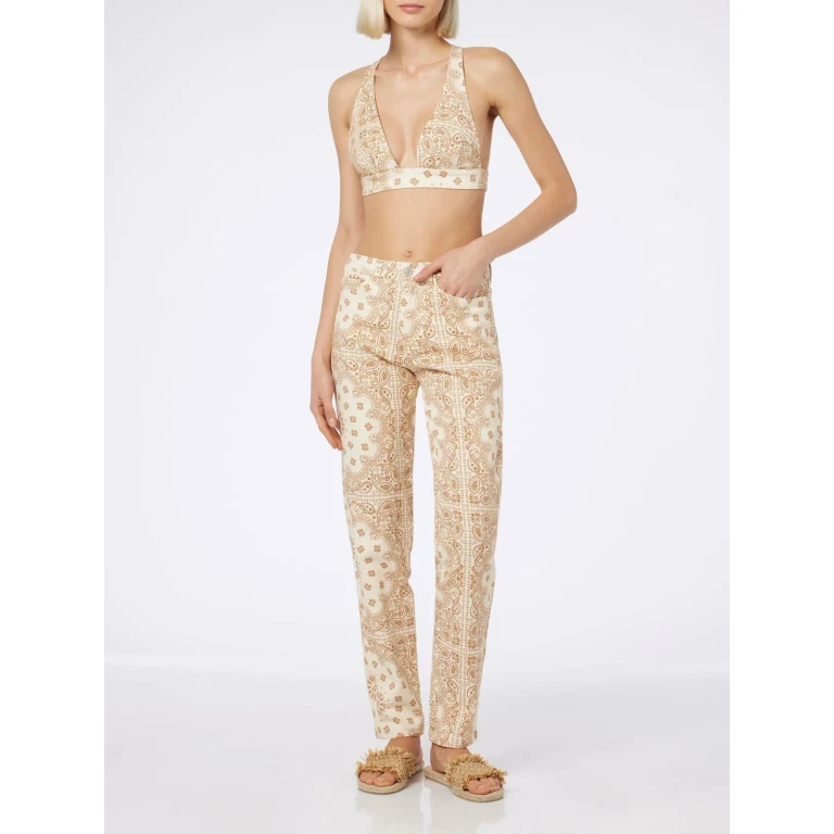 MC2 Saint Barth Eda Bandana Print Denim Top