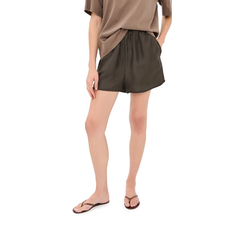 Taped Silk Shorts Earth 40