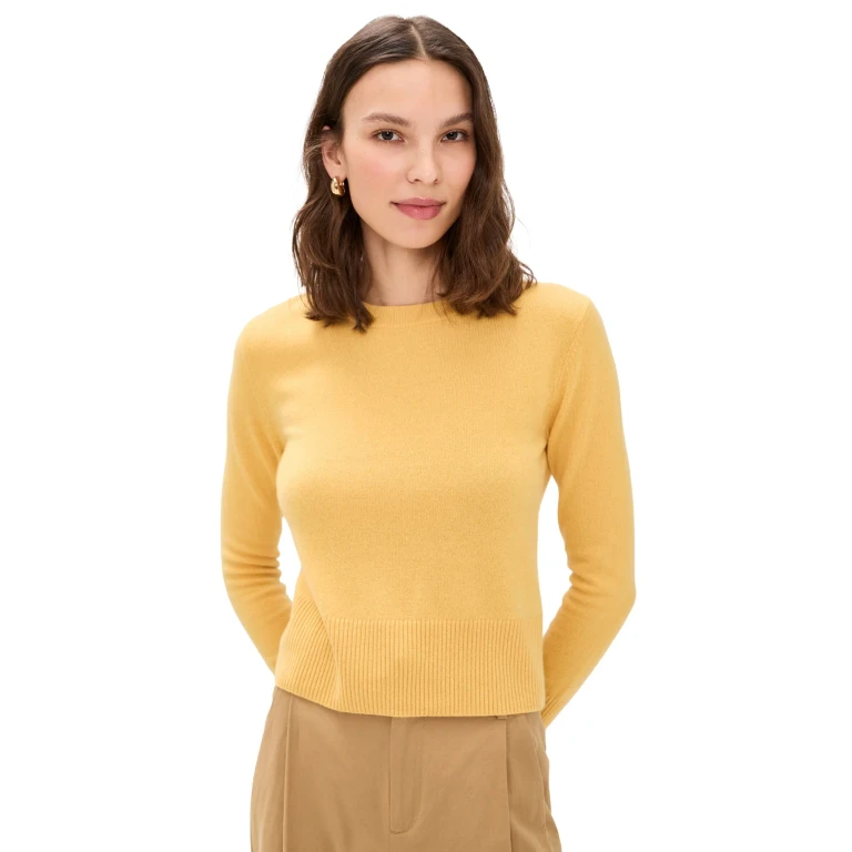 Jenni Kayne Cashmere Crew Neck Sweater Golden XS