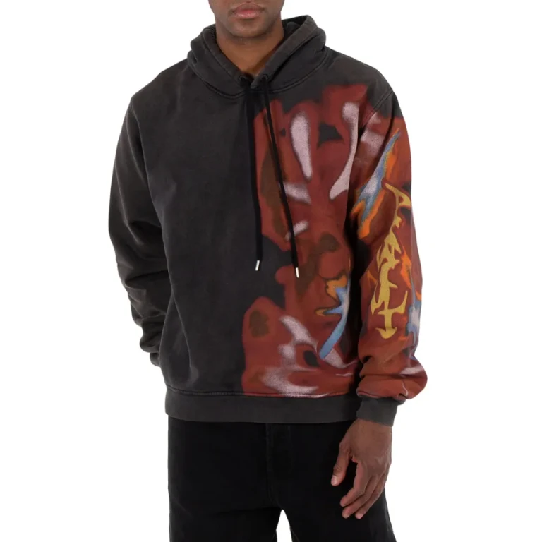 Ambush Mens Black Graphic-Print Cotton Hoodie