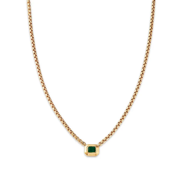 Zoe Chicco 14K Yellow Gold Emerald Gemstones Emerald Solitaire Pendant Necklace, 16-18