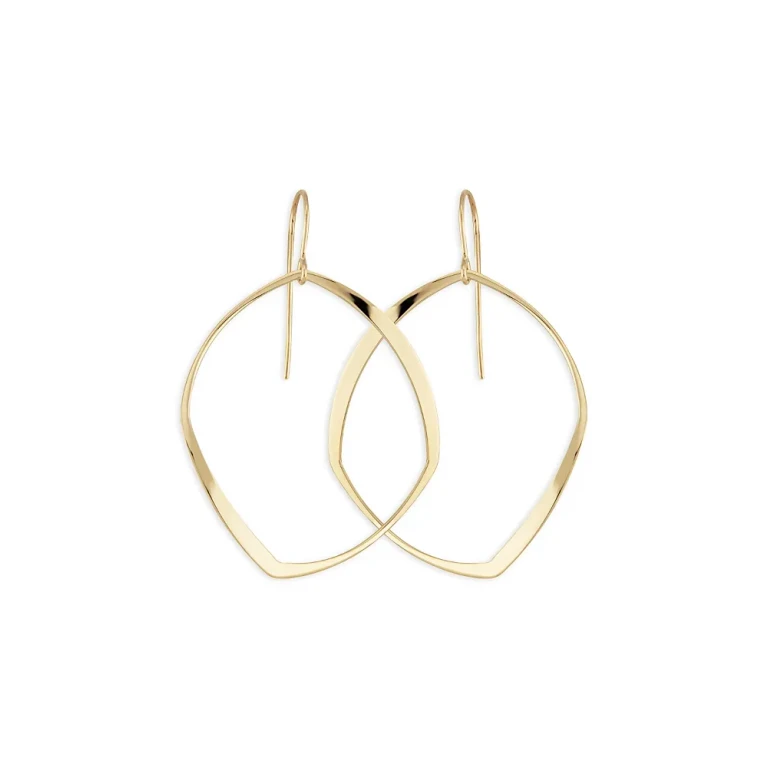 Abstract Oval Drop Earrings in 14K Yellow Gold