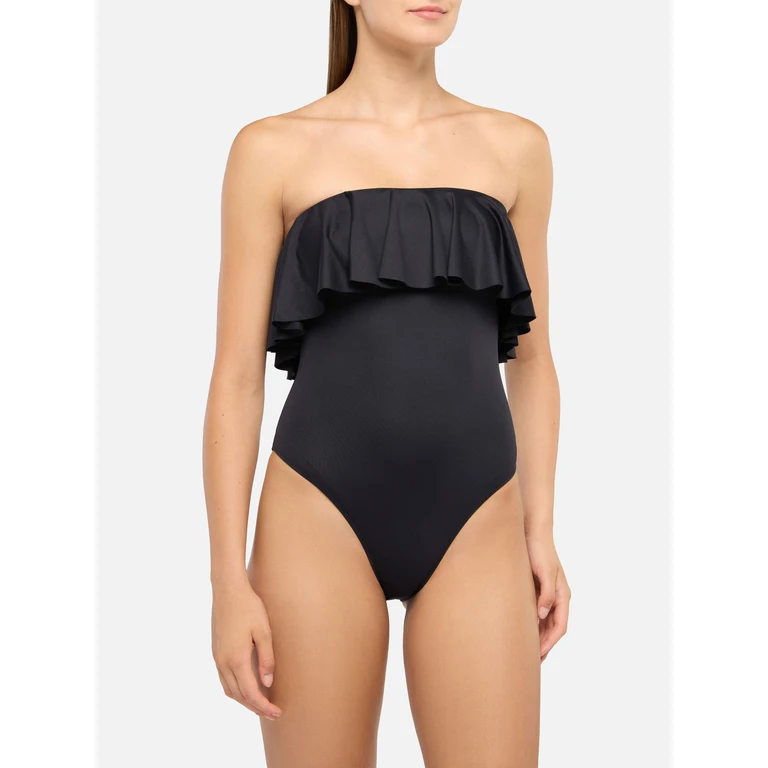 Mc2 Saint Barth Roxy Black One-Piece Swimsuit With Flounce One Piece - Women