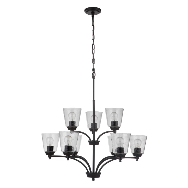 Tyler 9-Light Transitional Chandelier in Flat Black