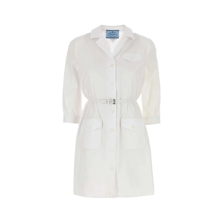 Prada White Poplin Shirt Dress Bianco Abiti - Women