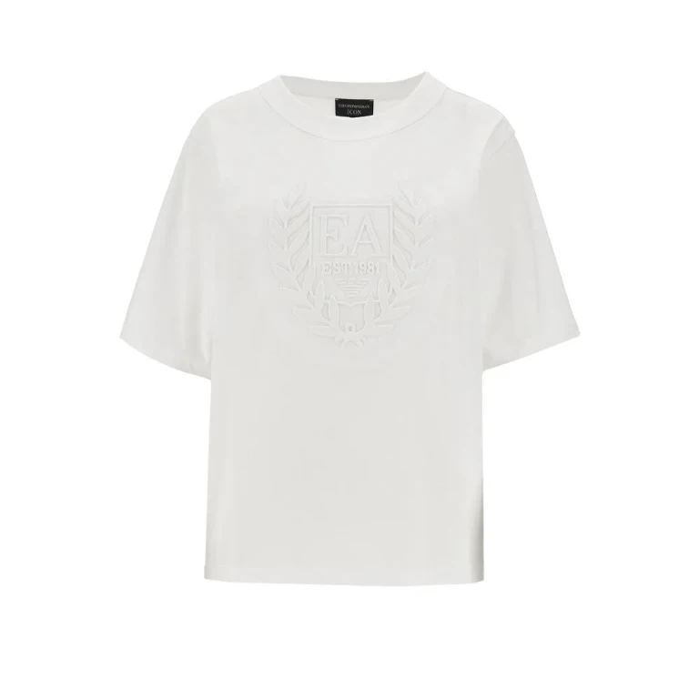 EMPORIO ARMANI Embossed crest T-shirt Woman L