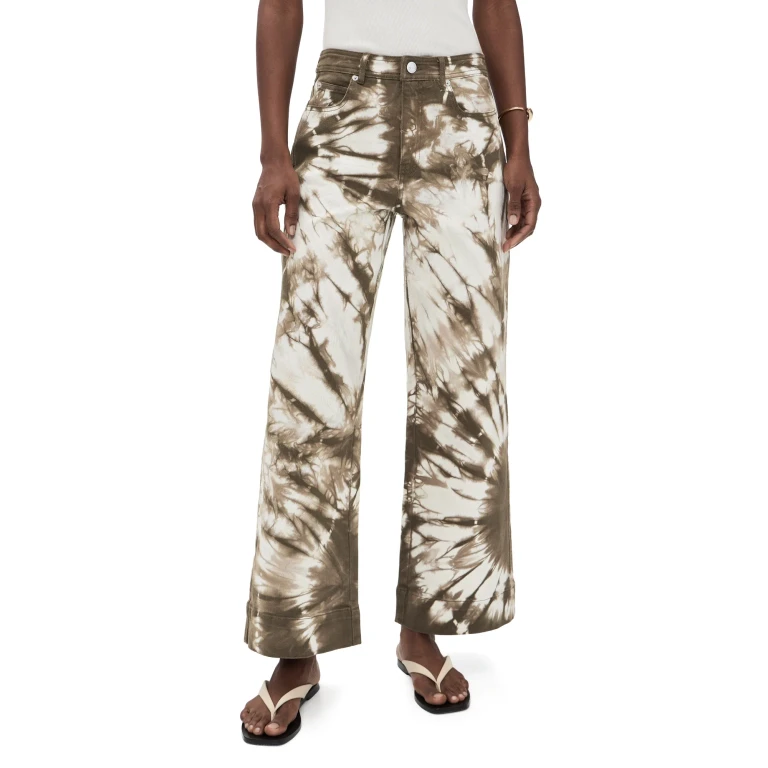 Cinq à Sept Tie Dye Denim Betsy Pants Dark Olive/White 4