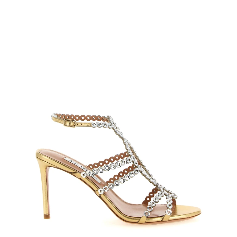 Aquazzura Mooncrush Sandals Gold Lamb Leather (ovis Aries) - Women