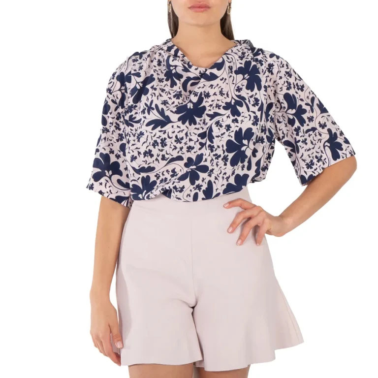 Stella McCartney Blue Silk Foral Print Blouse