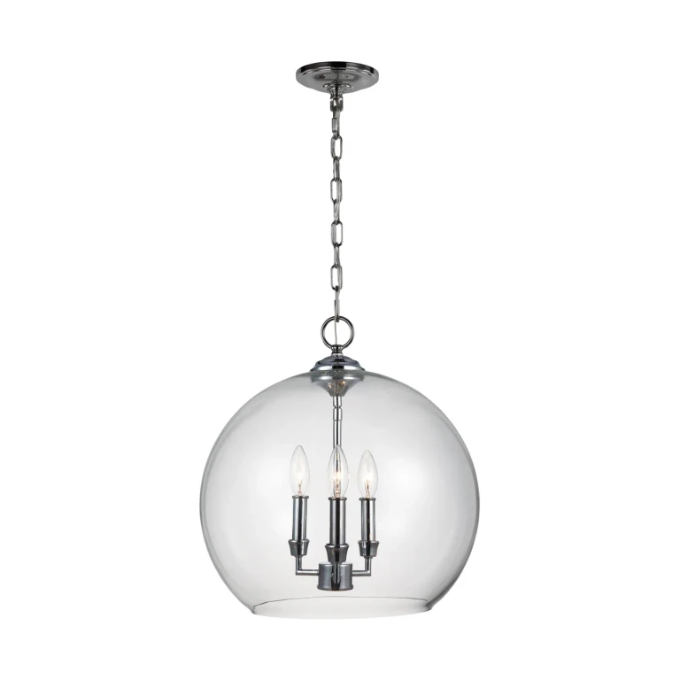 Chrome Three Light Pendant from the Lawler Collection