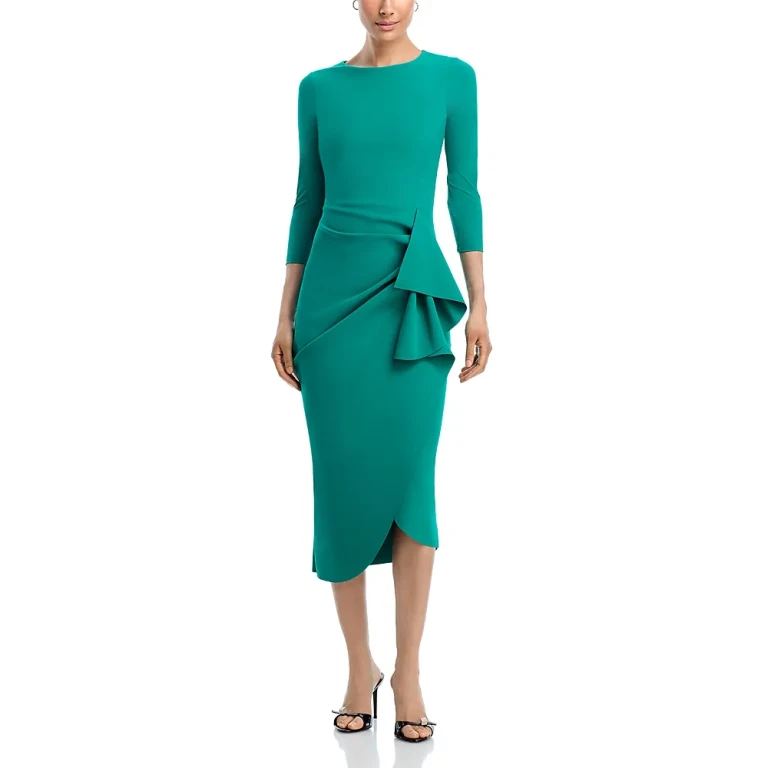 Chiara Boni La Petite Robe Wang 3/4 Sleeve Side Ruffle Dress