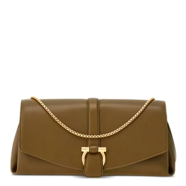 Ferragamo Front Flap Chain-Link Shoulder Bag