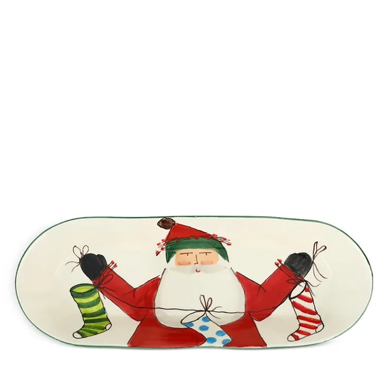 Vietri Old St. Nick Bread Server with Stockings