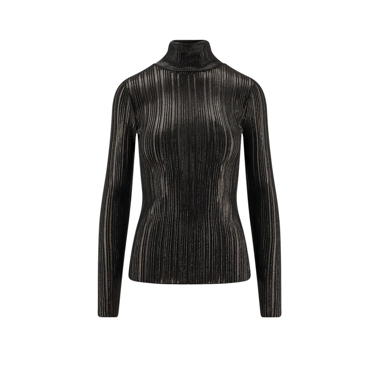 Elisabetta Franchi Maglione a collo alto in tessuto metallizzato