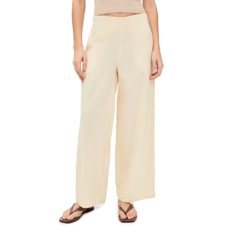 Free People Demi Cotton Linen Pants Tea Cookie M