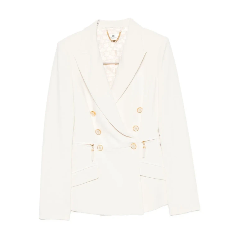 Elisabetta Franchi White Double-breasted Jacket
