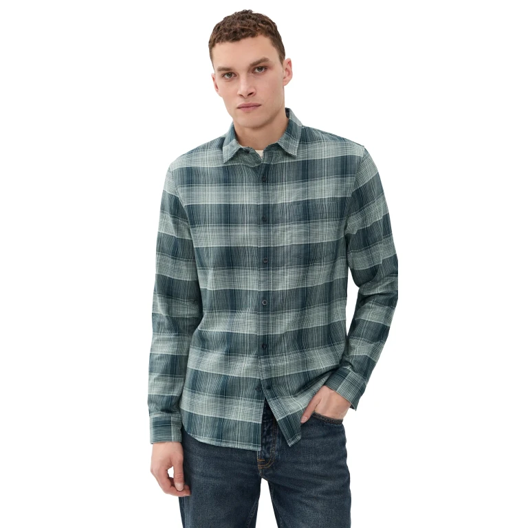 Vince Big Sky Plaid Long Sleeve Shirt Rapids Combo M