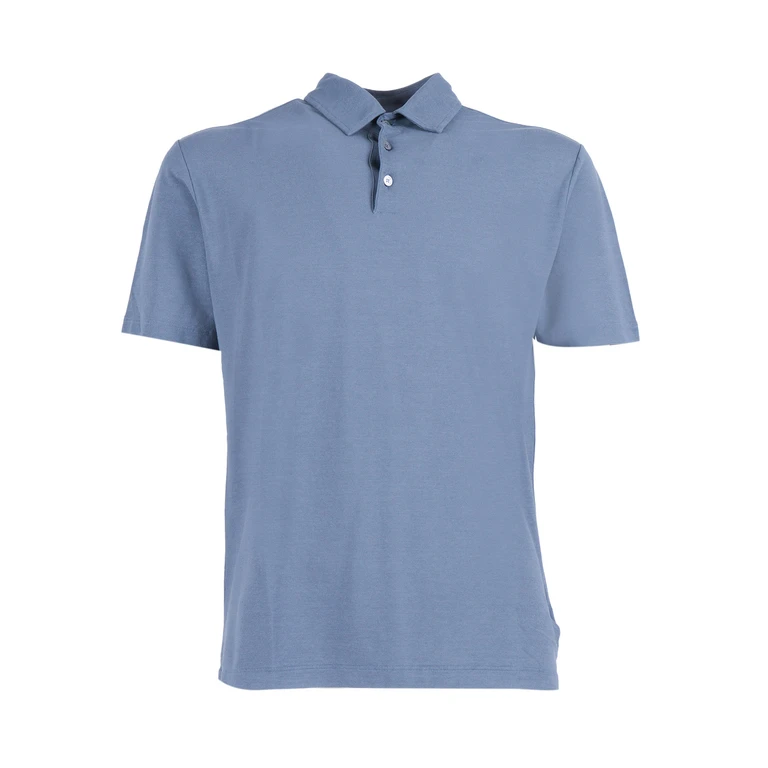 Slowear Zanone SHORT SLEEVE POLO Blue Cotton Shirt - Men