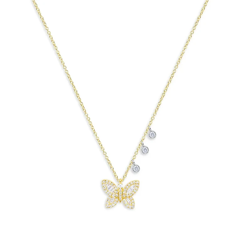 Meira T 14K Yellow Gold Diamond Butterfly Necklace, 18