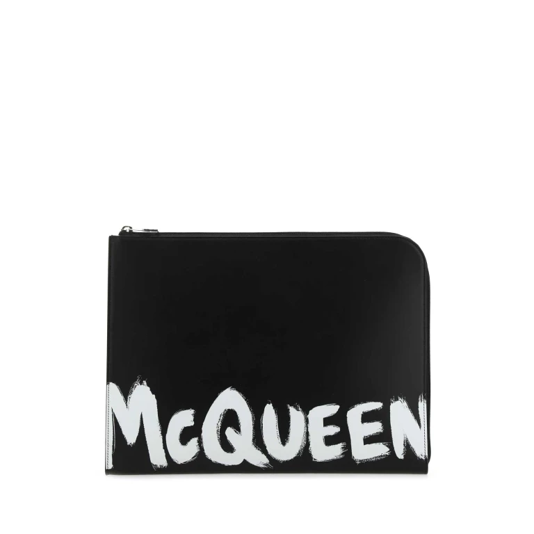 Alexander McQueen Black Leather Document Holder