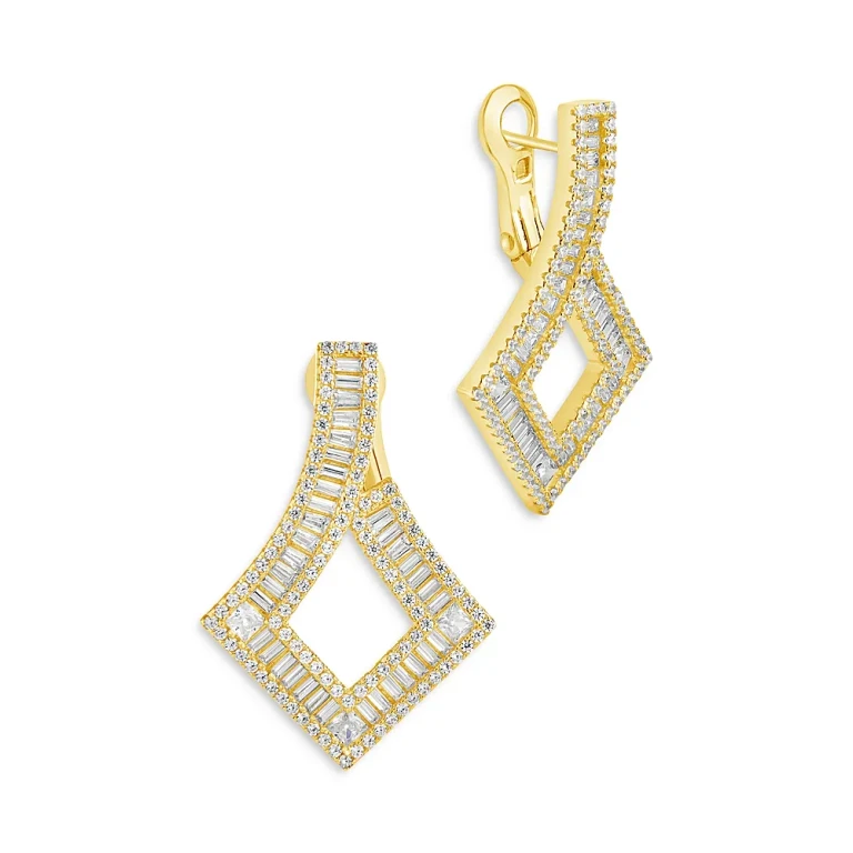 Sterling Forever Amina Cubic Zirconia Drop Earrings in 14K Gold Plated
