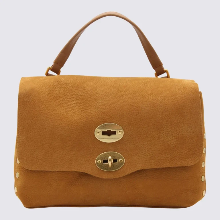 Braune Leder-Postina-Jones-Top-Handle-Tasche