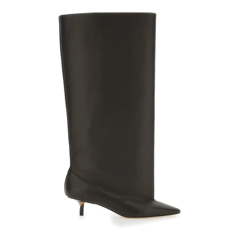 Jacquemus les Bottes Tourni Brown Boots With Pointed Toe And Low Stiletto Heel In Leather Woman