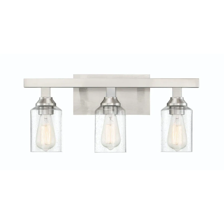 Brushed Polished Nickel Three Light Vanity from the Chicago Collection